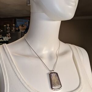 George silver/gray shimmer matched set necklace & earrings on snake chain